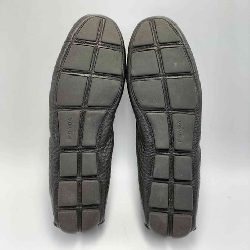 プラダ PRADA ロゴプレート シボレザー モカシン リボン ドライビングシューズ レディース 37 1/2