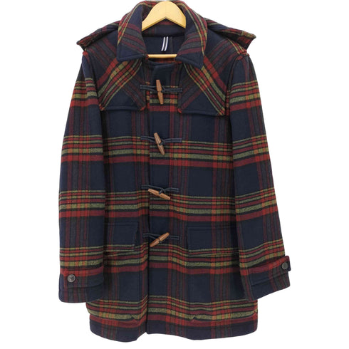 トミーヒルフィガー TOMMY HILFIGER チェック柄 ウール ウッドトグル ダッフル コート メンズ import:XL