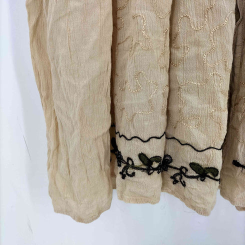 M.P.H. 80-90S 花柄 刺繍 レース 装飾 レーヨン 100% エンブロイダリー ティアード ワンピース レディース import:S