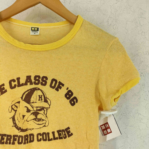 ラッセルアスレチック RUSSELL ATHLETIC 80s 3段プリント クルーネック 半袖 リンガー Tシャツ レディース M