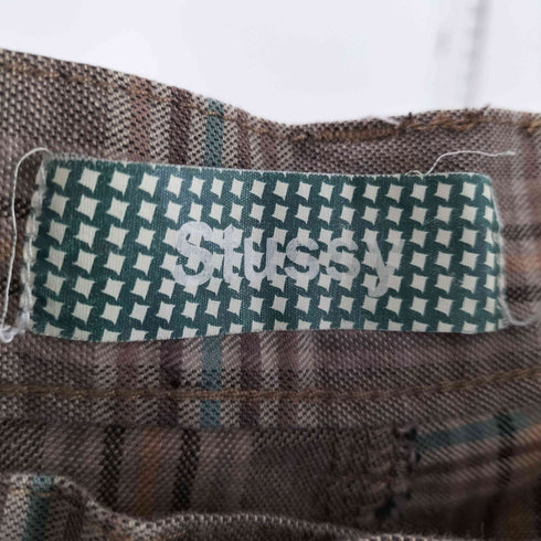 ステューシー Stussy 00S 紺タグ コットン チェック ショーツ ハーフ パンツ メンズ 34