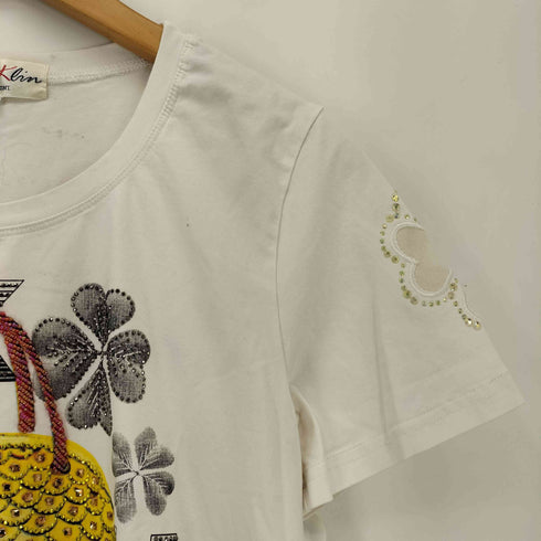 KLIN KLIN クリンクリン ラインストーン クルーネック 半袖Tシャツ Y2K レディース FREE