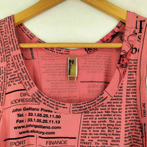 ジョンガリアーノ JOHN GALLIANO 00S Y2K ニュースペーパー柄 タンクトップ レディース import:XS