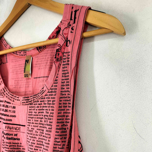 ジョンガリアーノ JOHN GALLIANO 00S Y2K ニュースペーパー柄 タンクトップ レディース import:XS
