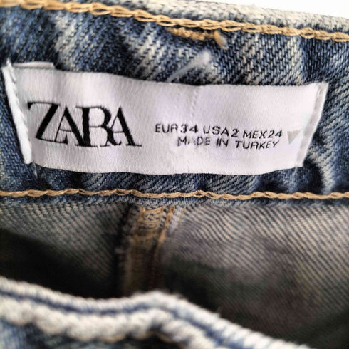 ザラ ZARA センター プレス デニム パンツ ヴィンテージ メイク カラー ミディアム ウォッシュ ハイライズ レディース EUR:34