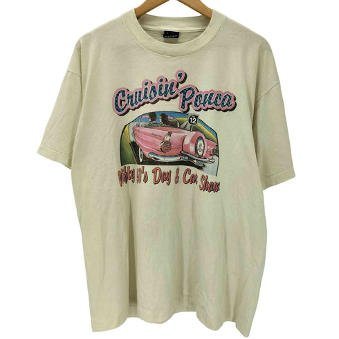フルーツオブザルーム FRUIT OF THE LOOM 90S USA製 BEST タグ コットン ポリ クラシックカー アメ車 プリント Tシャツ 裾 袖 シングル メンズ import:XL