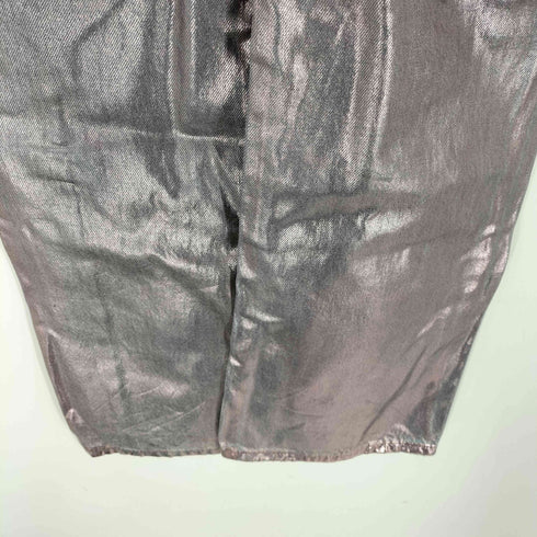 ザラ ZARA ミッドウエスト フルレングス フォイル仕上げ デニム パンツ メタリック レディース EUR 32