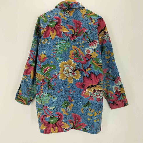 80s USA製 ステッチワーク 花柄 デニムジャケット メンズ JPN:S