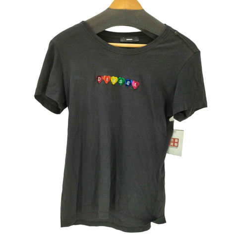ディーゼル DIESEL フロッキー ロゴ Tシャツ S/S カットソー レディース import:S