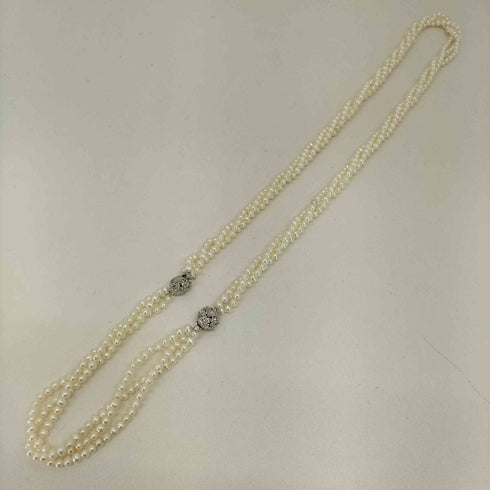 SILVER925 刻印 クラスプ 三連 パール ネックレス レディース