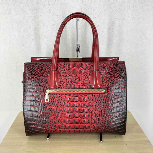 クロコダイル ジップ ハンドバッグ レディース