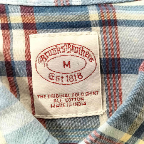 ブルックスブラザーズ BROOKS BROTHERS マドラスチェック ショートスリーブ ボタンダウンシャツ メンズ JPN:M