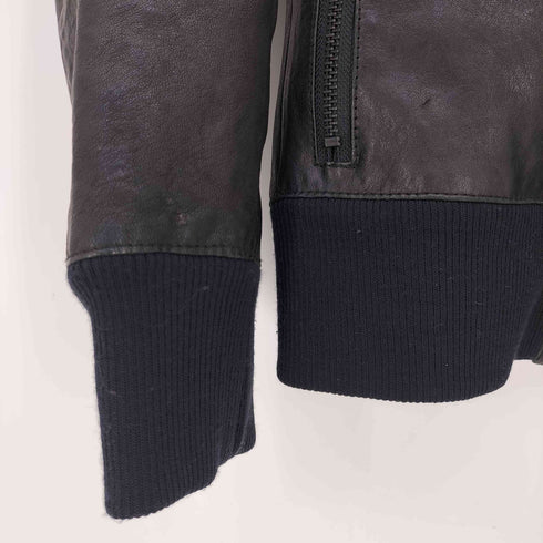 キャサリンハムネットロンドン KATHARINE HAMNETT LONDON シープスキン Dリング 2WAY エポレット リブ付 ダブルジップ レザージャケット メンズ import:M