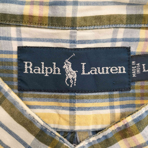 ラルフローレン RALPH LAUREN バンドカラー チェック シャツ メンズ JPN:L