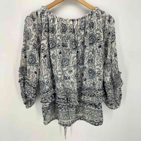 デニムアンドサプライラルフローレン DENIM&SUPPLY RALPH LAUREN 花柄 フリンジ コットン ブラウス レディース import:XS
