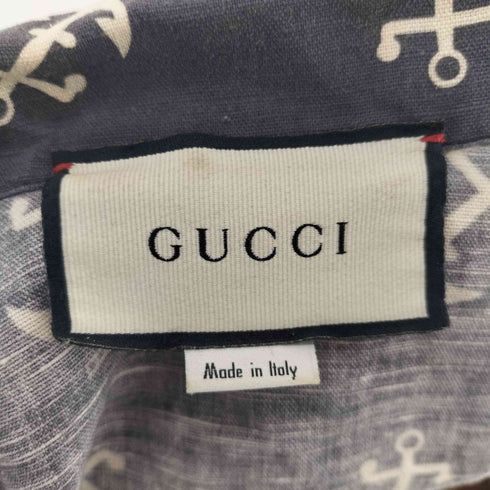 グッチ GUCCI 20SS 総柄 オーバーサイズ 半袖 リネンシャツ メンズ 46