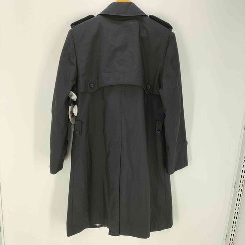 バーバリーブラックレーベル BURBERRY BLACK LABEL 裏地ノバチェック エポレット ガンフラップ付き ダブル ブラック バルマカーン ステンカラー コート メンズ import:M