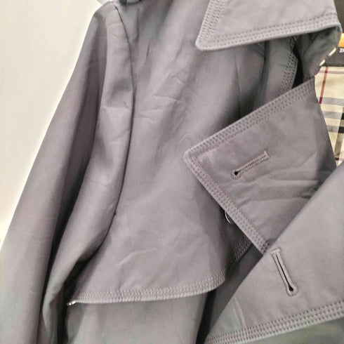 バーバリーブラックレーベル BURBERRY BLACK LABEL 裏地ノバチェック エポレット ガンフラップ付き ダブル ブラック バルマカーン ステンカラー コート メンズ import:M