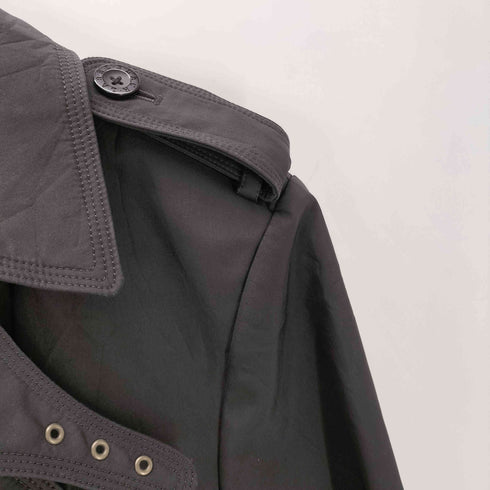 バーバリーブラックレーベル BURBERRY BLACK LABEL 裏地ノバチェック エポレット ガンフラップ付き ダブル ブラック バルマカーン ステンカラー コート メンズ import:M