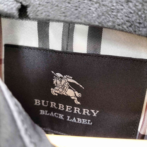 バーバリーブラックレーベル BURBERRY BLACK LABEL 裏地ノバチェック ガンフラップ付き ブラック バルマカーン ステンカラー コート メンズ import:L