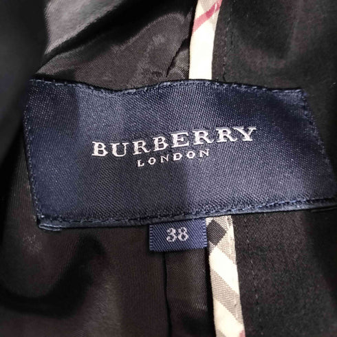 バーバリーロンドン BURBERRY LONDON 裏地ノバチェック パイピング ブラック ステンカラー ショート コート レディース