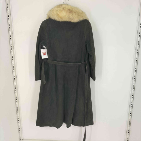 LEATHER MODE real fur リアルファー スウェード ロング コート レディース