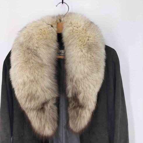 LEATHER MODE real fur リアルファー スウェード ロング コート レディース