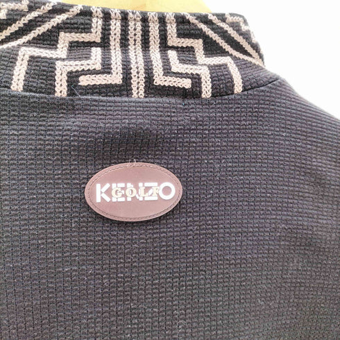 ケンゾーゴルフ KENZO GOLF 90S OLD 初期 総柄 スイッチング ハーフジップ ブラック ワッフル サーマル カットソー 裾ドローコード メンズ JPN:1