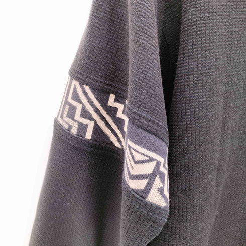 ケンゾーゴルフ KENZO GOLF 90S OLD 初期 総柄 スイッチング ハーフジップ ブラック ワッフル サーマル カットソー 裾ドローコード メンズ JPN:1