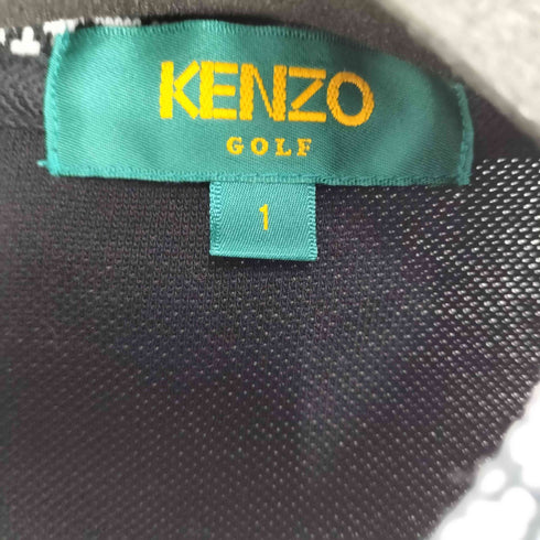 ケンゾーゴルフ KENZO GOLF 90S OLD 初期 ヘム バイカラー 総柄 L/S ブラック ポロ カットソー 鹿の子 メンズ JPN:1