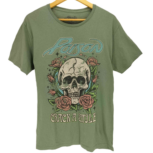 CRACK A SMILE スカル バラ バンドプリント 半袖Tシャツ y2k メンズ import:S