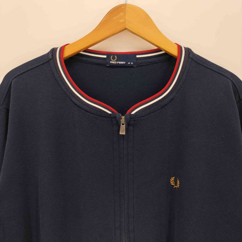 フレッドペリー FRED PERRY ロゴ刺繍 リブライン 鹿の子 ダブルジップ カーディガン メンズ import:XL