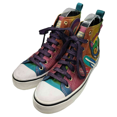 マークジェイコブス MARC JACOBS Cybercat High Top Sneakers レインボー パッチワーク ハイカット スニーカー レディース EUR:37
