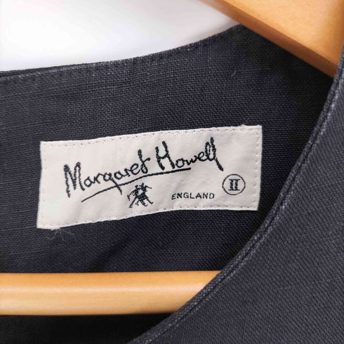 マーガレットハウエル MARGARET HOWELL 80-90S OLD 旧タグ 日本製 アングローバル期 麻100% バックボタン ノースリーブ ミディ ワンピース Japan vintage レディース JPN:2 2