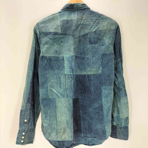 デニムアンドサプライラルフローレン DENIM&SUPPLY RALPH LAUREN パッチワーク デニム 転写 ウエスタン シャツ メンズ import:XS