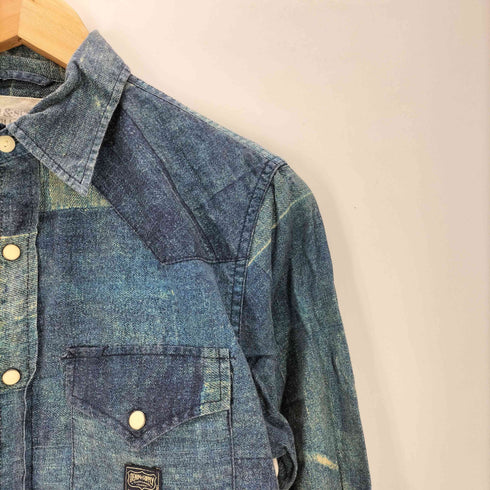 デニムアンドサプライラルフローレン DENIM&SUPPLY RALPH LAUREN パッチワーク デニム 転写 ウエスタン シャツ メンズ import:XS