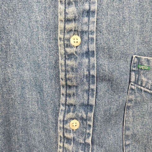 トミージーンズ tommy jeans 90s ロゴ刺繍 ボタンダウン 長袖 デニムシャツ メンズ import:XL
