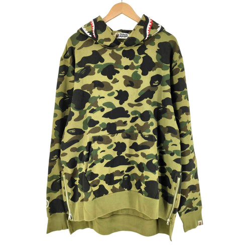 アベイシングエイプ A BATHING APE 1ST CAMO SHARK SIDE ZIP HOODIE 1スト カモ シャーク サイドジップ フーディ メンズ XXL