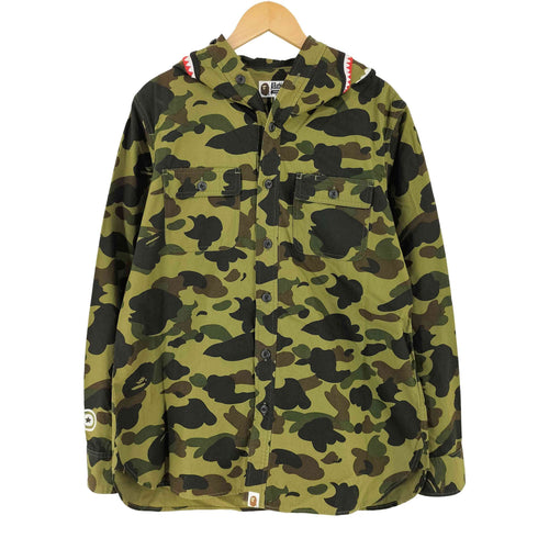 アベイシングエイプ A BATHING APE 1ST CAMO SHARK SHIRT HOODIE 1スト カモ シャーク シャツ パーカー メンズ XL