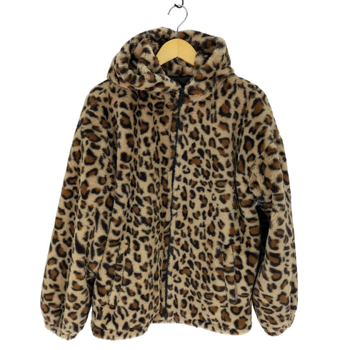 SHANGYIZHE レオパード 柄 ファー ジップアップ フーディ ジャケット レディース import:XL