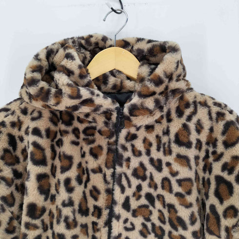 SHANGYIZHE レオパード 柄 ファー ジップアップ フーディ ジャケット レディース import:XL