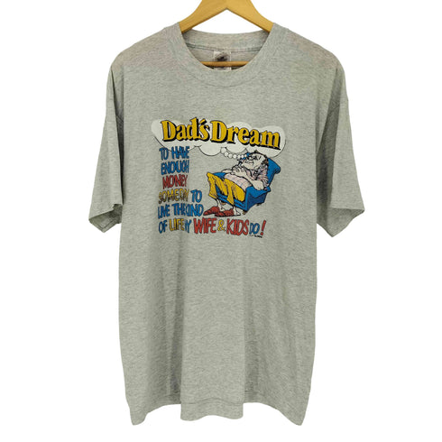 フルーツオブザルーム FRUIT OF THE LOOM 90s~00s 2枚タグ USA製 DADS DREAM ラバープリント シングルステッチ クルーネック 半袖 Tシャツ メンズ import:XL