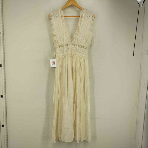 ザラ ZARA レースプリーツギャザーノースリーブワンピース レディース import:S