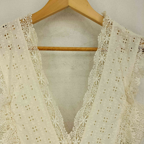 ザラ ZARA レースプリーツギャザーノースリーブワンピース レディース import:S