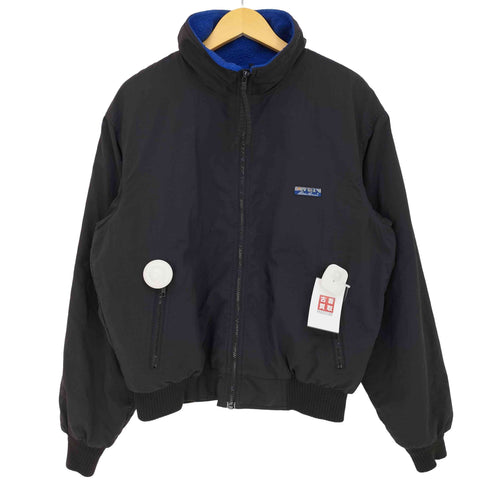 エディーバウアー Eddie Bauer 80s~90s 後期 黒タグ USA製 ロゴ刺繍 裏地フリース ジップアップ ブルゾン メンズ import:M