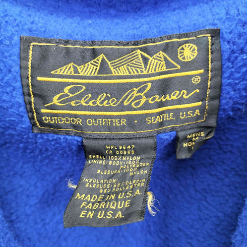 エディーバウアー Eddie Bauer 80s~90s 後期 黒タグ USA製 ロゴ刺繍 裏地フリース ジップアップ ブルゾン メンズ import:M