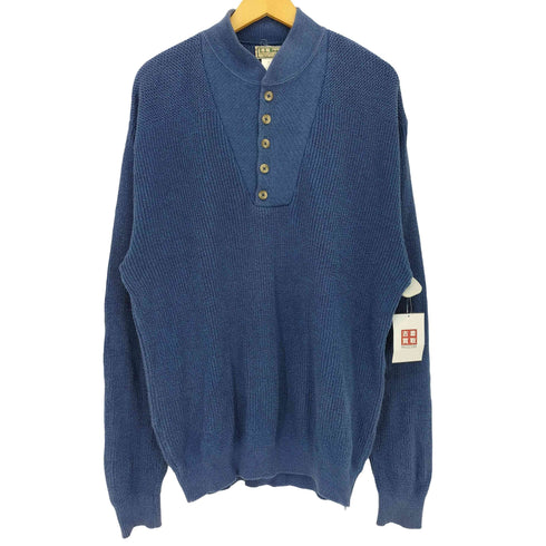 エルエルビーン L.L.Bean 80s~90s USA製 リブ編み ヘンリーネック コットンニット メンズ import:L