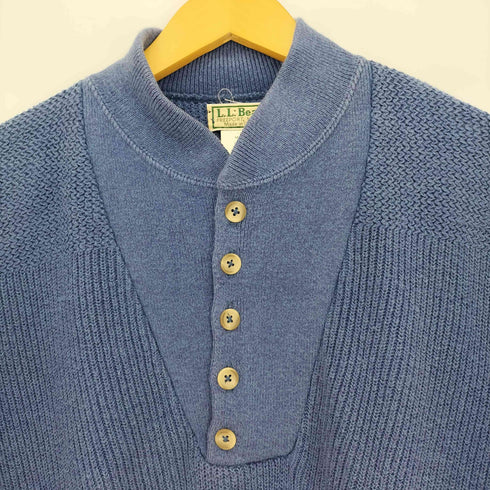 エルエルビーン L.L.Bean 80s~90s USA製 リブ編み ヘンリーネック コットンニット メンズ import:L