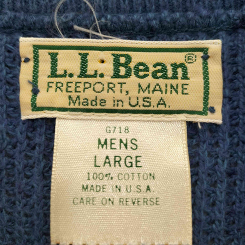 エルエルビーン L.L.Bean 80s~90s USA製 リブ編み ヘンリーネック コットンニット メンズ import:L