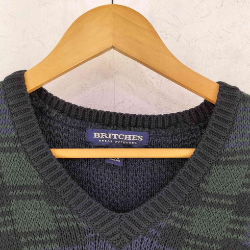 BRITCHES ブリチズ ブラックウォッチ Vネック コットン ニット ベスト メンズ L